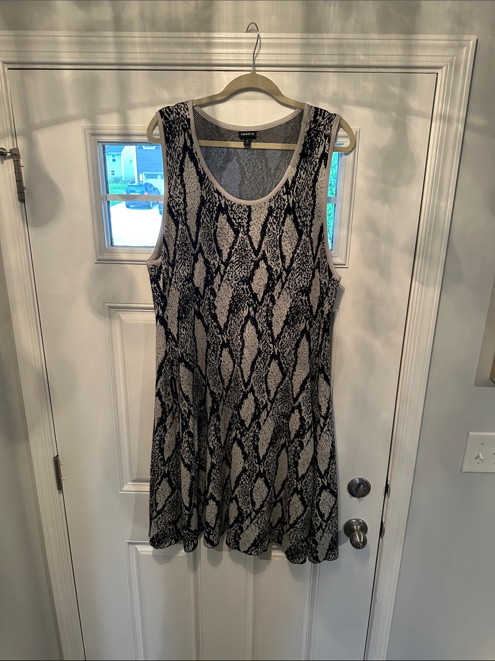 Sleeveless Snake-Print Mini Dress in Black and Cream by Torrid